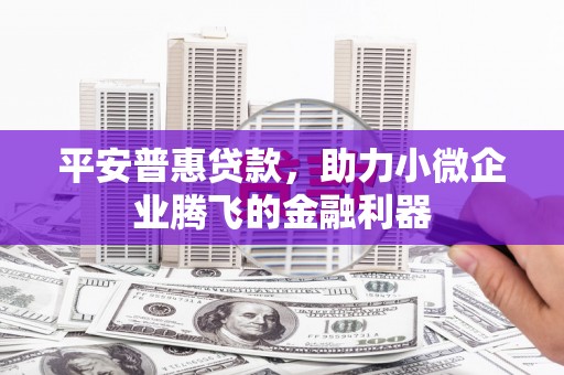 红塔平安普惠贷款，助力小微企业腾飞的金融利器