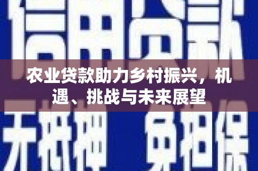 红塔农业贷款助力乡村振兴，机遇、挑战与未来展望