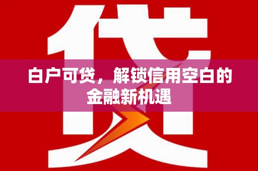 红塔白户可贷，解锁信用空白的金融新机遇