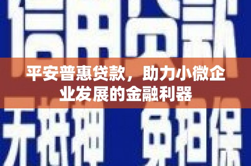 红塔平安普惠贷款，助力小微企业发展的金融利器