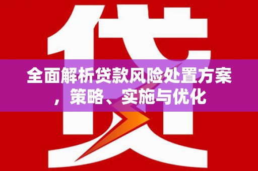 红塔全面解析贷款风险处置方案，策略、实施与优化